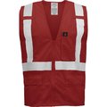 Ironwear Standard Safety Vest w/ Zipper & Radio Clips (Red/2X-Large) 1284-RZ-RD-2XL